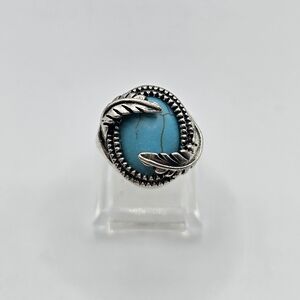 SILVER AND TURQUOISE NAJAVO RING SIZE 9